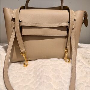 Celine Calfskin Shoulder Bags Belt Beige